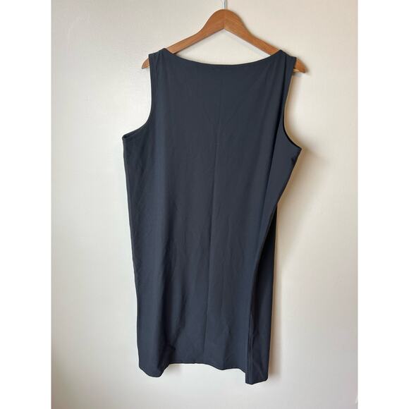 Eileen Fisher Black Sleeveless Stretch Crepe Side Zip Midi Dress Size 1x - Picture 3 of 6